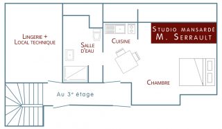 Plan du studio mansardé M. Serrault